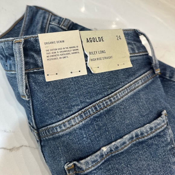 AGOLDE NWT denim jeans size 24 Riley Long High Rise Straight cypher - Picture 5 of 6